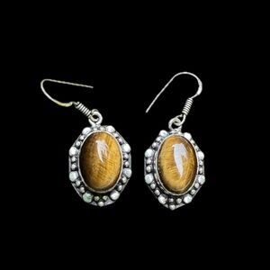 Elegant Tigers Eye Drop Earrings